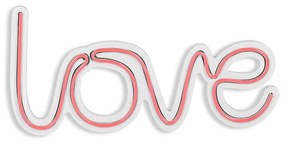 Műanyag LED-es fali dekoráció, Love - Pink