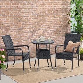 Juskys Yoro rattan kerek asztal Ø60 cm - fekete