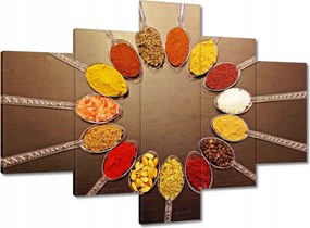 Vászonkép 100x70 Fűszerek egy kanálon MIX