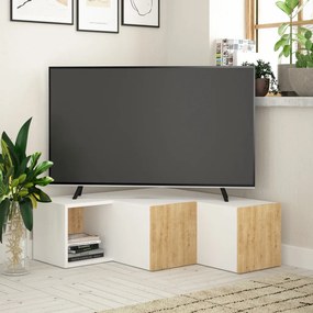 Compact TV-állvány, fehér-tölgy, 90 cm