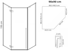 zuhanykabin DIAMOND GOLD  90x90