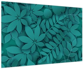 Kép - Türkiz levelek (90x60 cm)