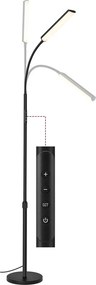 VASAGLE szabályozható LED állólámpa távirányítóval, 141–175 cm, matt fekete