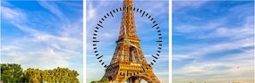 Kép - Eiffel-torony (órával) (90x30 cm)