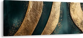 Kép - Zöld absztrakció arannyal I. (120x50 cm)