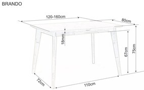 Brando kihúzható tölgy asztal 120-160 cm