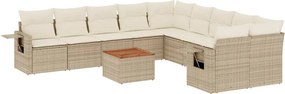 vidaXL 11 részes bézs polyrattan kerti ülőgarnitúra párnákkal