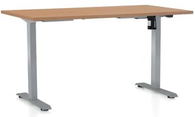 Állítható magasságú asztal OfficeTech A, 140 x 80 cm, szürke alap, bükkfa