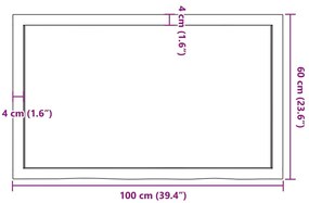 sötétbarna kezelt tömör tölgyfa fali polc 100x60x(2-4) cm
