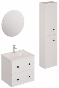 Fürdőszobagarnitúra mosdóval, mosdócsapteleppel, kifolyóval és szifonnal Naturel Forli fehér KSETFORLI9