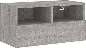 vidaXL szürke sonoma színű szerelt fa fali TV-szekrény 60 x 30 x 30 cm