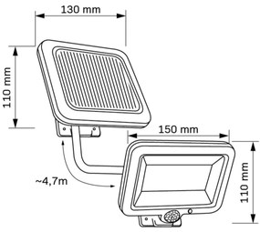 LED napelemes reflektor DUO LED/1W/3,7V 1200 mAh IP44 érzékelővel