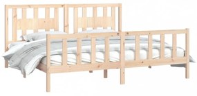 tömör fenyőfa ágykeret fejtámlával 200 x 200 cm