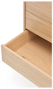 Yoko téglavörös fiókos komód tölgyfa dekorral - Teulat