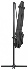 antracit konzolos napernyő LED-del és acélrúddal 250x250 cm