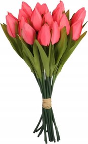 Csokor 18 Mesterséges Tulipán Rózsaszín Virágok Húsvéti Dekoráció Tavasz 33cm