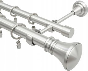 Függönykarnis Dupla Fém Ezüst Szatén Függönykarnis 25 19 MM 280 CM