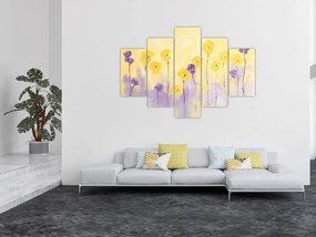 Kép - Lila és sárga virágok (150x105 cm)