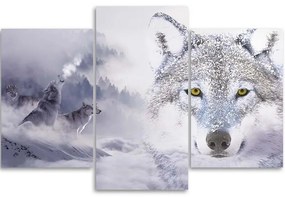 Gario Vászonkép Fehér farkas a hegyek elott - 3 részes Méret: 150 x 100 cm