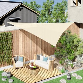 Outsunny Nagy Háromszögű Napernyő 6 x 6 x 6 m Magas Sűrűségű UV-álló Polietilén Krém Színben | Aosom
