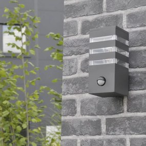 Kültéri fali lámpa TEKSAS szenzorral 1xE27/12W/230V IP44 antracit