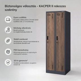 Kétrekeszes dolgozói szekrény, antracit, dió, 600x1800x500 mm: KACPER II Eco Design