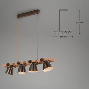 Briloner 4406-044 - Csillár zsinóron TALE 4xE27/40W/230V barna