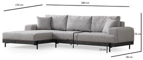 Sarokkanapé Etorella (B) (szürke + fekete). 1106825