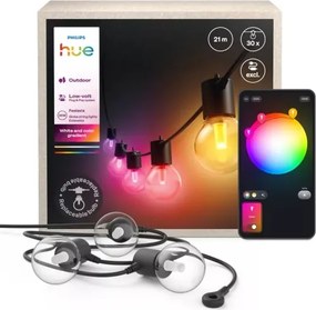 Philips Hue FESTAVIA - RGBW LED hosszabbítható, dimmelhető kültéri füzér, 30× LED, 21 m, IP65