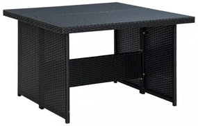 vidaXL 6 részes fekete polyrattan kerti bútorszett párnákkal