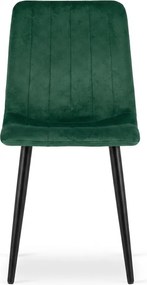 Sötétzöld bársony szék LAVA BOTTLE GREEN fekete lábakkal