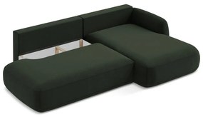 Sötétzöld kinyitható sarokkanapé (jobb oldali-heverő résszel) Hale – Makamii