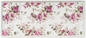 Tálca kerámia tányér rózsákkal 27cm hosszú snack sütemény gyümölcs