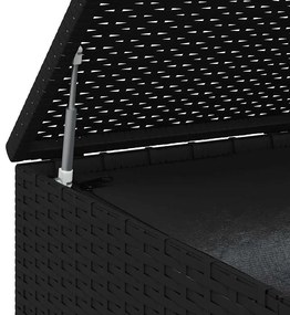 fekete polyrattan kerti párnatartó doboz 100 x 97,5 x 104 cm