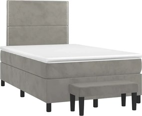 vidaXL világosszürke bársony rugós ágy matraccal 120 x 190 cm