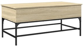 Sonoma tölgy szerelt fa és fém dohányzóasztal 100x50x45 cm