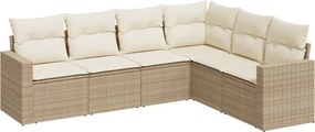 vidaXL 6 részes bézs polyrattan kerti ülőgarnitúra párnával