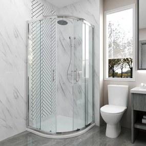 Elio 80X80 cm íves két tolóajtós zuhanykabin 6 mm vízlepergető biztonsági üveggel, krómozott elemekkel, 190 cm magas