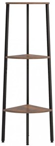 3 szintes sötétbarna és fekete sarokpolc 45,5 x 31,5 x 120 cm