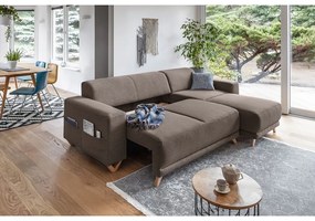 Barna kinyitható-tárolóhelyes sarokkanapé Classy Sophie – Miuform
