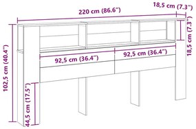 Fejhajtó szekrény tárolóval 220 x 18,5 x 104,5 cm Faanyag