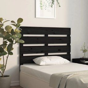 fekete tömör fenyőfa fejtámla 75 x 3 x 80 cm