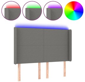 sötétszürke szövet LED-es fejtámla 147x16x118/128 cm