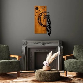Falra szerelhető dekoráció 36x66 cm bagoly fa/fém