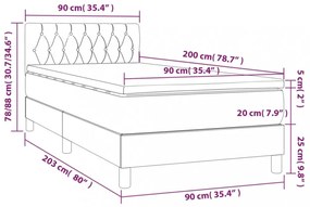 barna szövet rugós és LED-es ágy matraccal 90x200 cm