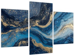 Kép - Kék-arany absztrakt márvány (90x60 cm)