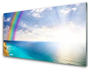 Fali üvegkép Rainbow-tenger táj minket 100x50 cm