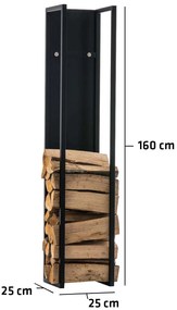 Spark matt fekete tűzifa tároló (160x25x25 cm)