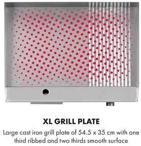 Klarstein Grillmeile 3000GR, elektromos grill, 3000 W, grill lap, 54,5 x 35 cm, sima/bordás