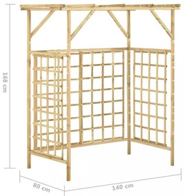 impregnált fenyőfa kerti pergola 2 szemeteskukához